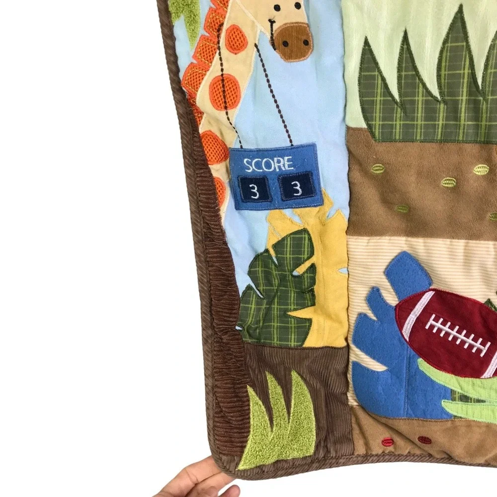Lambs & Ivy Safari Crib Blanket Baby Jungle‎ Animal Sports Tan Nursery Bedding
